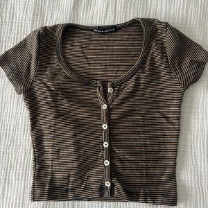 Brandy Melville Striped Button Short Sleeve